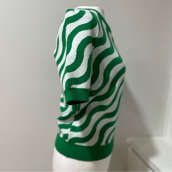 Maeve Anthropologie Harmon Jacquard Sweater Tee Wavy Geometric Bold Playful - Picture 8 of 12